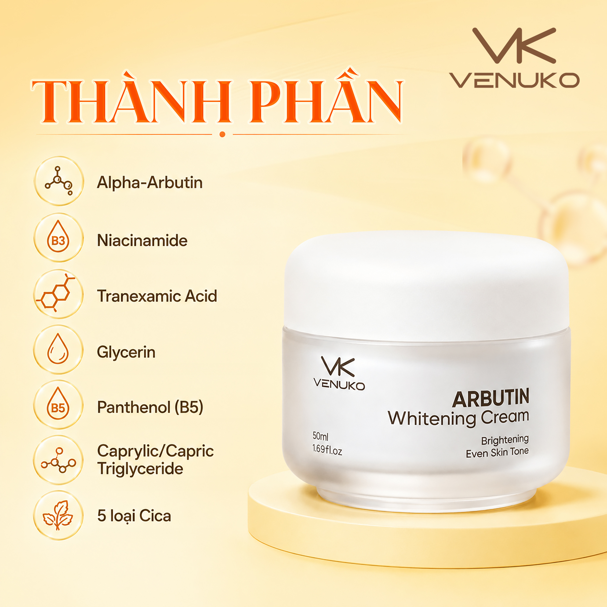 KEM DƯỠNG TRẮNG DA MỜ NÁM BAN ĐÊM VENUKO