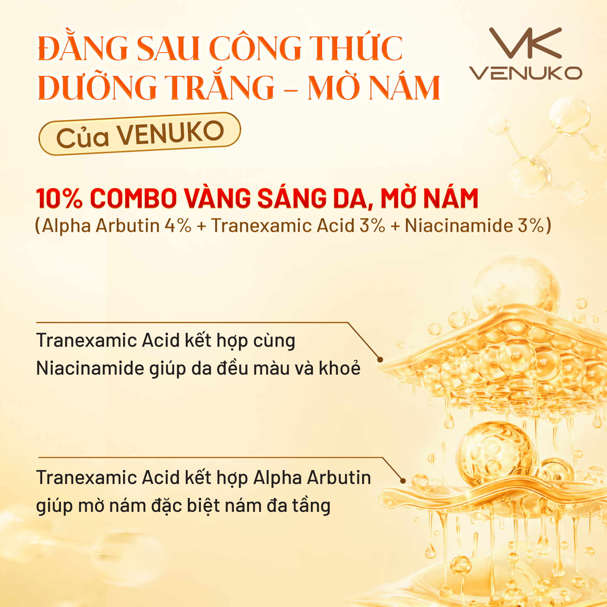 TINH CHẤT DƯỠNG TRẮNG MỜ NÁM VEUNKO ARBUTIN TRANEXAMIC 7% - 33ml
